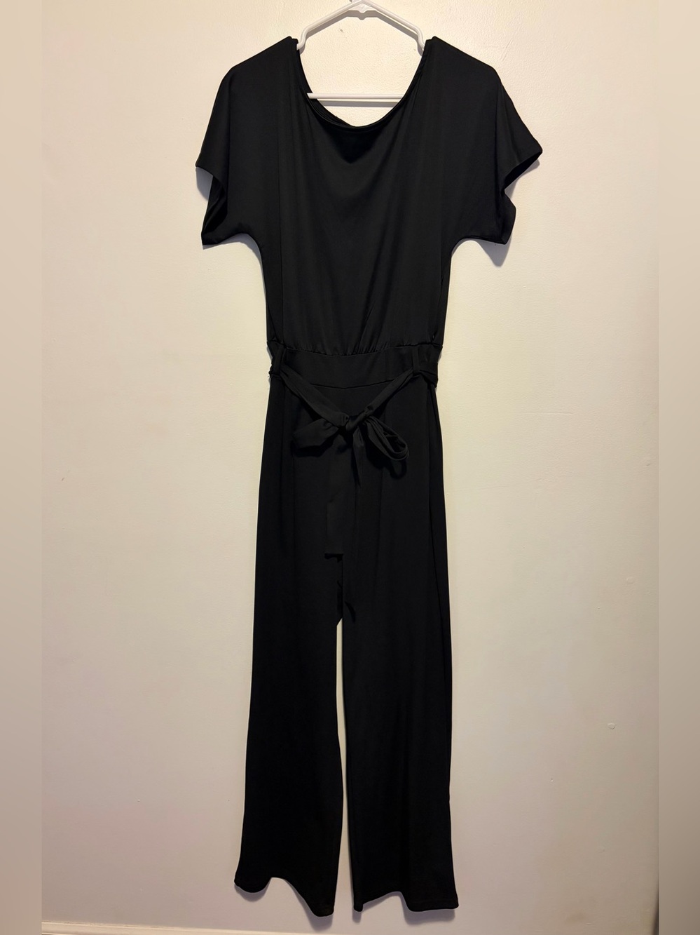 Amazon Black Short-Sleeve Tie-Waist Jumpsuit